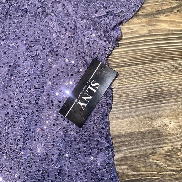 SL FASHIONS Mystic Heather Tea Length Sequin Lace Midi Fit and Flare Dress SZ 10 - Picture 4 of 10